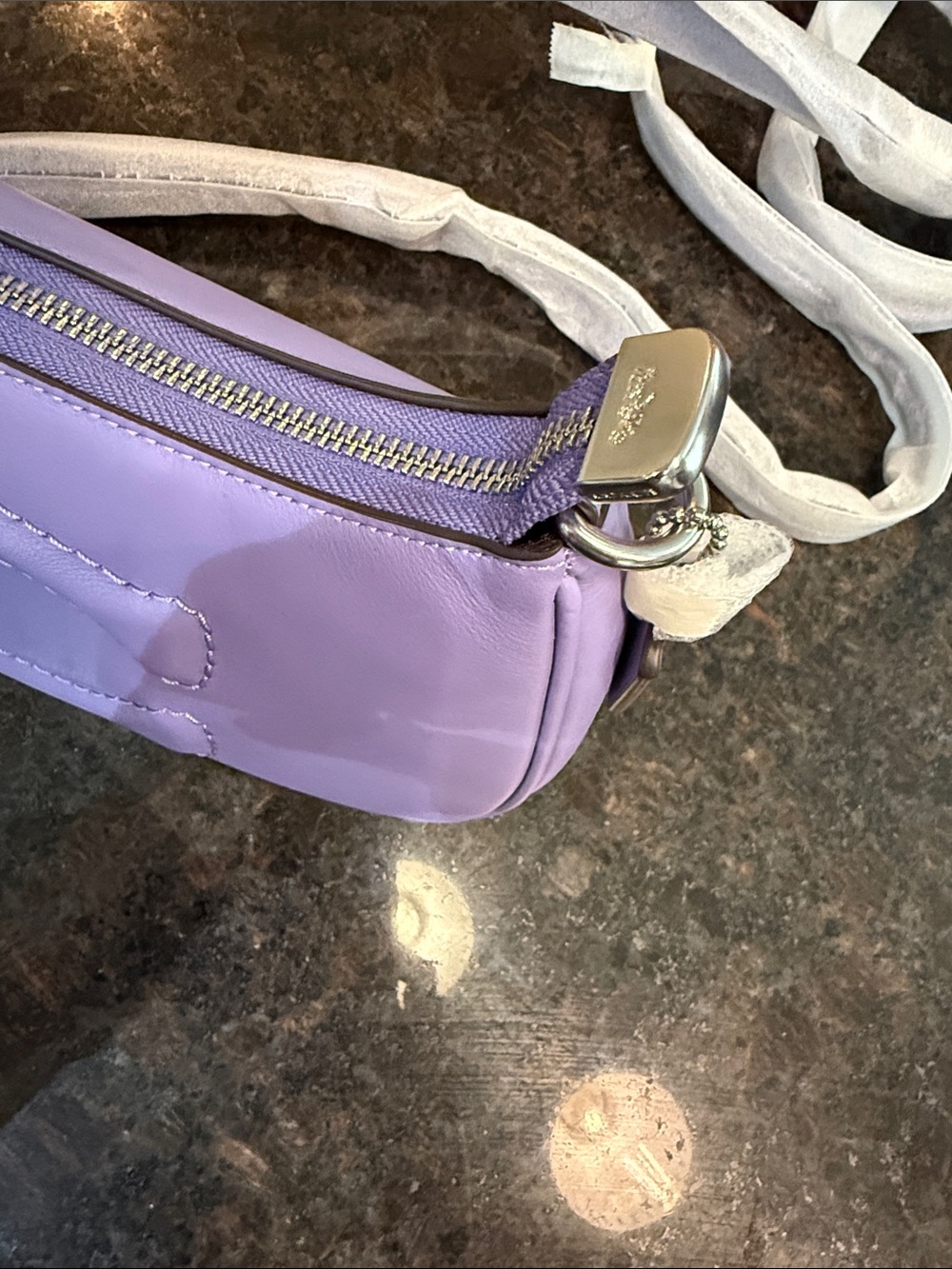 Coach Teri Lilac Leather Shoulder Bag with Embossed C - Picture 5 of 10